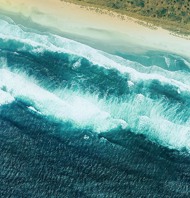 Spiaggia, Vista aerea, Foto di drone, Motorola One, Stock, HD, Sfondo HD, sfondo telefono