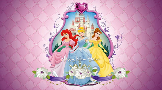 Heroine Of Disney Happy New Year, Disney Princess wall decor, Dibujos animados, dibujos animados, disney, princesas, Fondo de pantalla HD HD wallpaper