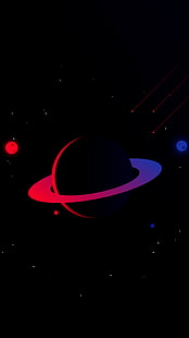 opera d'arte, Saturno, spazio, arte spaziale, colorato, pianeta, anelli planetari, visualizzazione verticale, Sfondo HD HD wallpaper