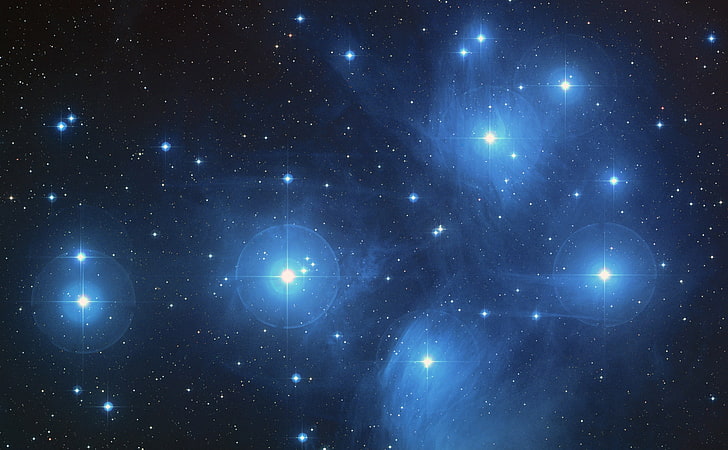 Pleiades Star Cluster, stars at nighttime wallpaper, Space, Star, Cluster, Pleiades, HD wallpaper