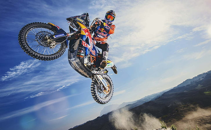 Выставка Red Bull Motocross, KTM 450 Rally, 2017, Stunt, HD обои