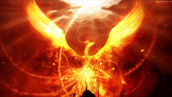 fond d'écran phoenix orange et rouge, Animaux fantastiques, Phoenix, Fantasy, Feu, Fond d'écran HD HD wallpaper