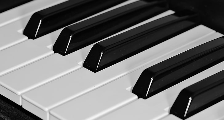 흰색과 검은 색 피아노 타일, 피아노, 열쇠, 악기, HD 배경 화면