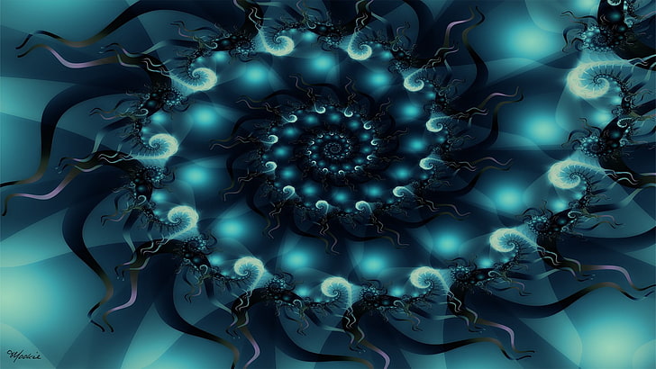 Schwarzweiss-Blumenkranz, Zusammenfassung, Fractal, Spirale, HD-Hintergrundbild