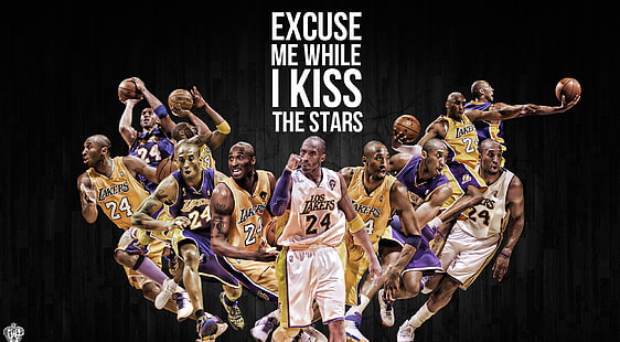 Kobe Bryant Kiss the Stars, poster di Kobe Bryant, sport, basket, kobe, bryant, mamba nera, kobe bryant, 24, Sfondo HD HD wallpaper