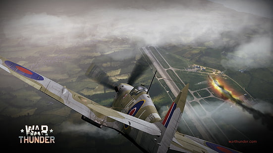 War Thunder, самолет, Gaijin Entertainment, spitfire, видеоигры, HD обои HD wallpaper