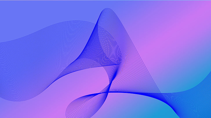blue string illustration, abstraction, line, wavy, HD wallpaper