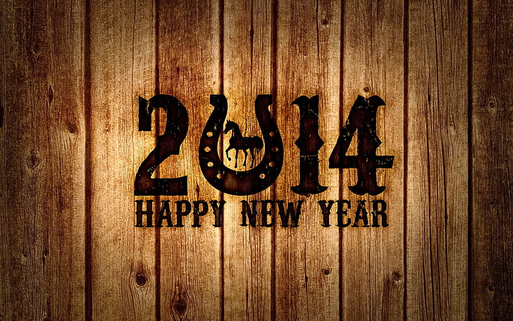 Guten Rutsch ins Neue Jahr 2014, hölzernes Brett, Pferdejahr, 2014 guten Rutsch ins Neue Jahr, glücklich, neu, Jahr, 2014, Holz, Brett, Pferd, HD-Hintergrundbild