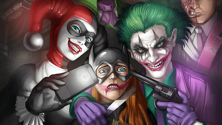 Комикси, DC Comics, Batwoman, Harley Quinn, Joker, HD тапет