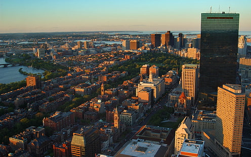 городские здания, сша, массачусетс, бостон, город, общий, парк, HD обои HD wallpaper