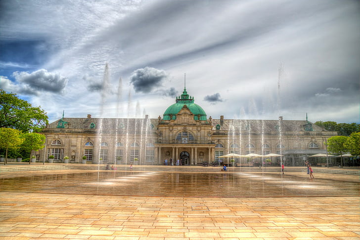 The sky, the Palace, fountain, the sky, the trees, hdr, the Palace, HD wallpaper