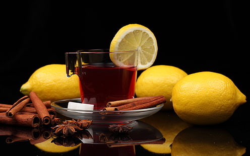 Чай от канела и лимон, напитка, лимон, канела, напитка, топла напитка, HD тапет HD wallpaper