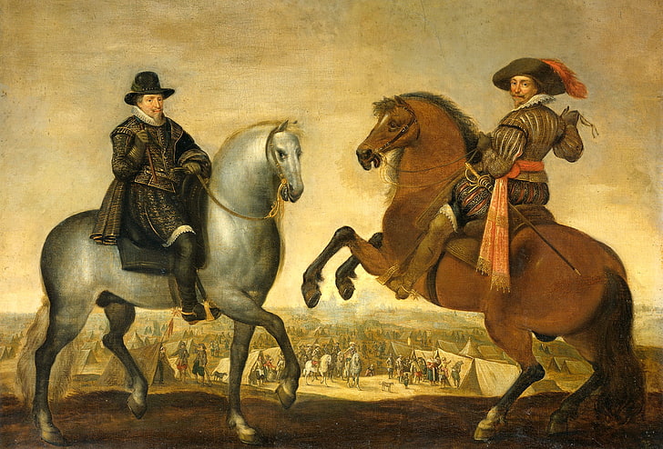 picture, genre, Pauwels of Hillegaert, Prince Maurice and Prince Frederick Henry on horseback, HD wallpaper