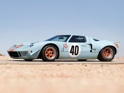 1968, классик, Ford, GT40, Gulf Oil, Ле-Ман, гонки, гонки, суперкар, HD обои HD wallpaper
