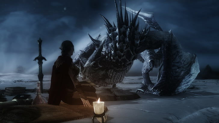 The Elder Scrolls V: Skyrim, dragón, Fondo de pantalla HD