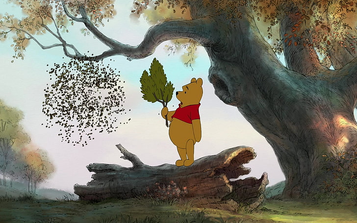 Winnie l'Ourson fond d'écran, jaune, dessin animé, ours, Winnie l'Ourson, multfilm, Fond d'écran HD