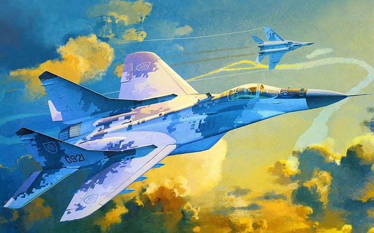 art, fulcrum, jet, jets, mig 29a, military, russia, soviet, HD wallpaper