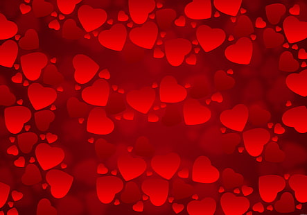 red hearts illustration, background, texture, heart, surface, HD wallpaper HD wallpaper
