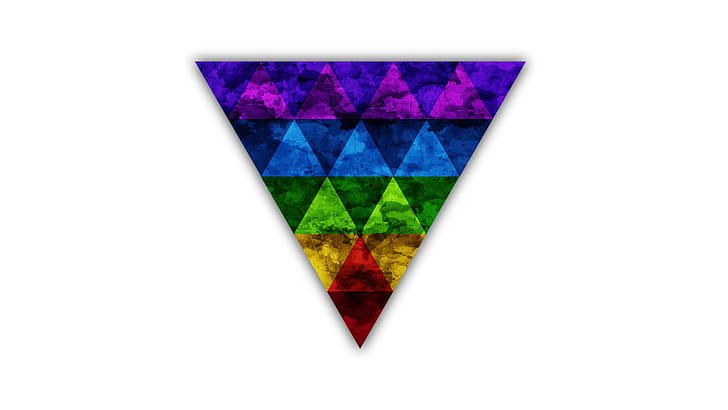 Триъгълник, цветен, бял фон, триъгълник, цветен, бял фон, HD тапет