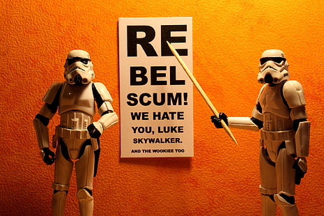 dos figuras de Star Wars Stormtroopers, Star Wars, humor, juguetes, Fondo de pantalla HD HD wallpaper