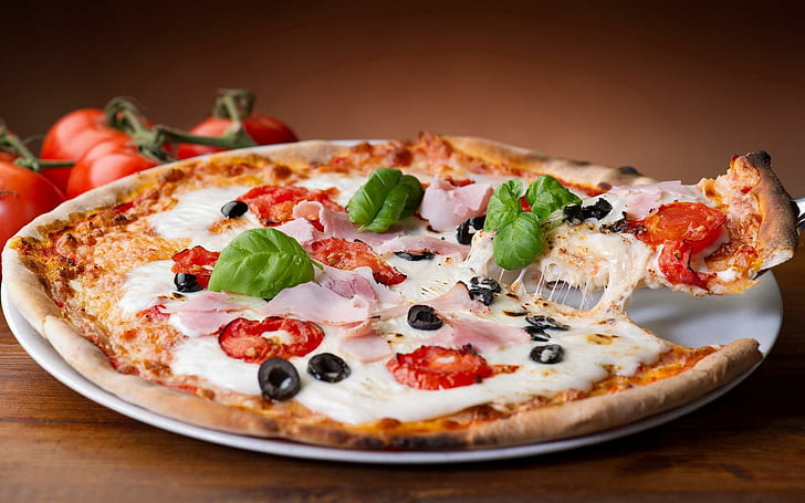 Pizza wide, food, pizza, wide, HD wallpaper