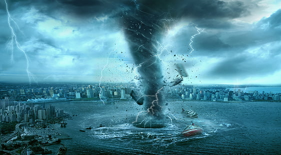 Tornado, orkan och blixt tapeter, konstnärlig, fantasi, HD tapet HD wallpaper