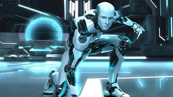 Robot Android, robot, cyborg, android, fiksi ilmiah, CGI, seni digital, Wallpaper HD