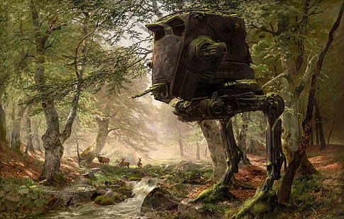 Illustrazione del veicolo di Star Wars, Star Wars, AT-ST, veicolo, fantascienza, Sfondo HD HD wallpaper