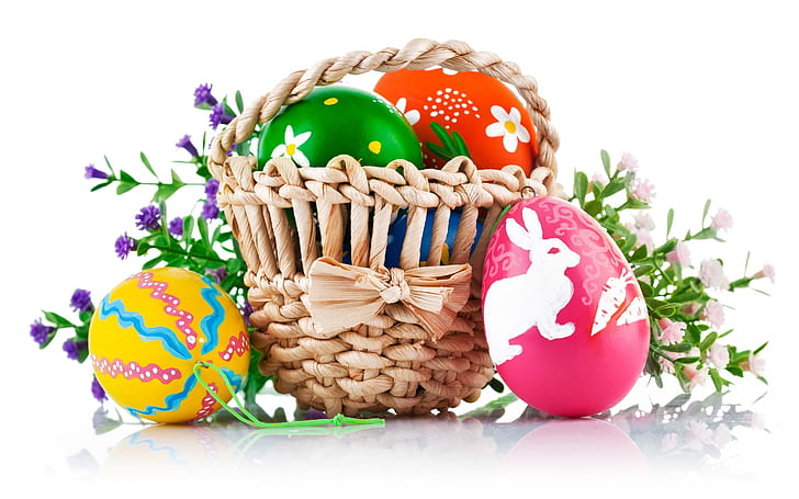 Canasta de Pascua, huevos de pascua, huevos, vacaciones de pascua, pascua 2014, Fondo de pantalla HD