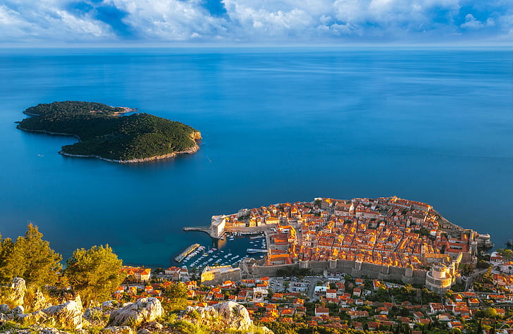 mer, île, Croatie, Dubrovnik, Fond d'écran HD