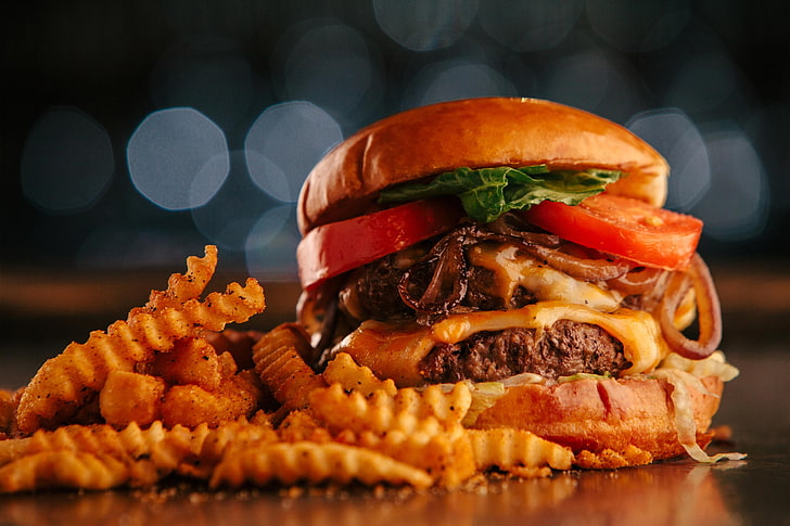 burger, dinner, food, hamburger, lunch, meal, meat, sandwich, HD wallpaper