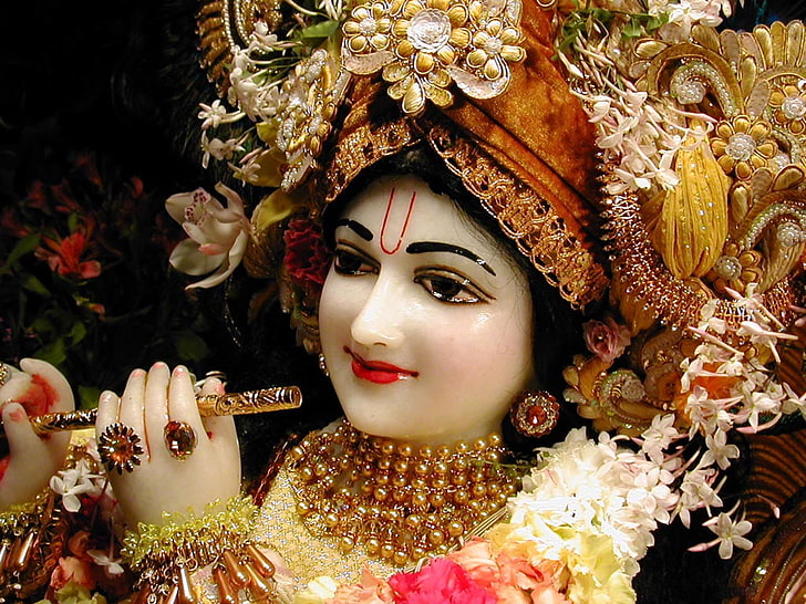 Lord Murlidhar, Hindu deity figurine, God, Lord Krishna, statue, HD wallpaper