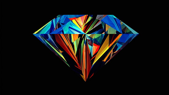 Diamond красиви цветове, черен фон, Diamond, Beautiful, Colors, Black, Background, HD тапет HD wallpaper