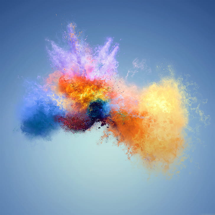 multicolored smoke, abstract, colorful, exploded, HD wallpaper
