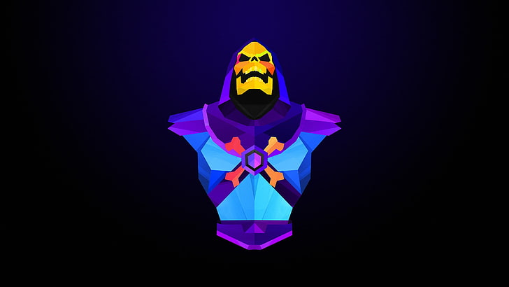 yellow masked character wallpaper, abstract, Skeletor, Justin Maller, villains, He-Man, artwork, He-Man and the Masters of the Universe, HD wallpaper