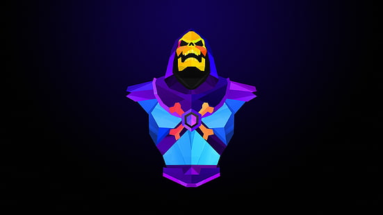 yellow masked character wallpaper, abstract, Skeletor, Justin Maller, villains, He-Man, artwork, He-Man and the Masters of the Universe, HD wallpaper HD wallpaper