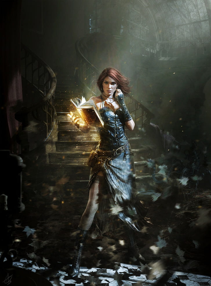 illustration de personnage féminin anime, sorcière, jeux vidéo, Triss Merigold, The Witcher, Fond d'écran HD, fond d'écran de téléphone