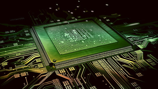 technologie, électronique, génie électronique, cpu, réseau électrique, matériel informatique, geek, vert, Fond d'écran HD HD wallpaper