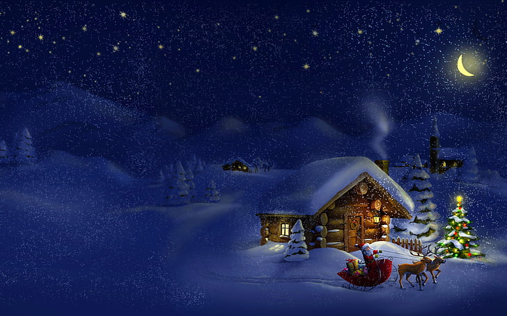 Illustration du père Noël, Noël, nouvel an, Fond d'écran HD
