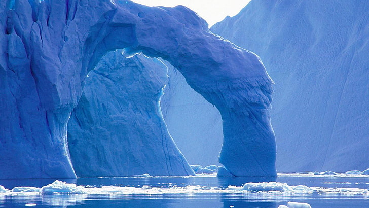 iceberg, north pole, bluish, melt, arch, HD wallpaper