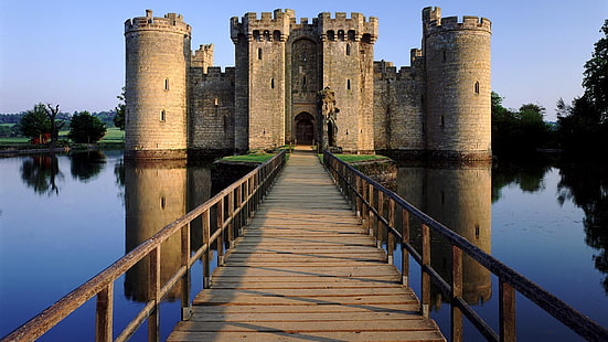 Castillo, edificio, castillo de Bodiam, East Sussex, Reino Unido, Reino Unido, Europa, Fondo de pantalla HD HD wallpaper