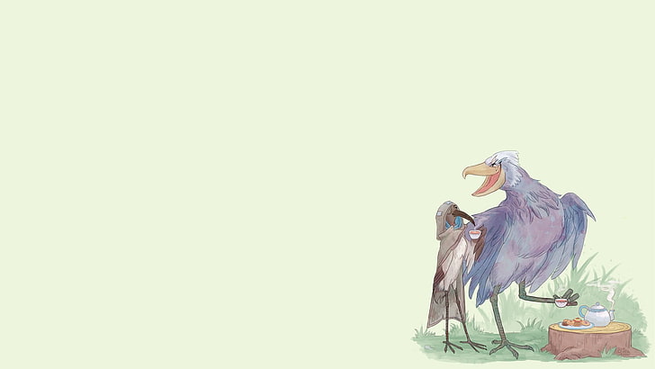 илюстрация на две птици с дълъг клюн, Overwatch, птици, Ana (Overwatch), Reinhardt (Overwatch), HD тапет