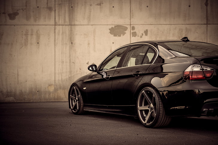 black BMW E-Series, BMW, Lights, E90, Back, Deep Cpncave, HD wallpaper