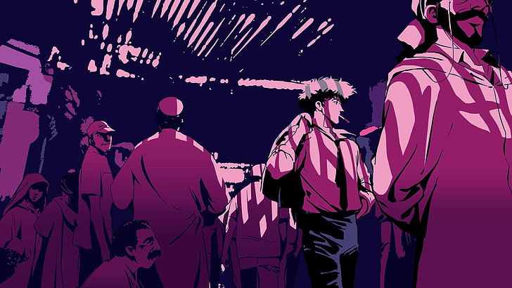 Gruppe von Menschen Anime Illustration, Anime, Cowboy Bebop, Spike Spiegel, Rauchen, Anime Boys, Kunstwerk, HD-Hintergrundbild