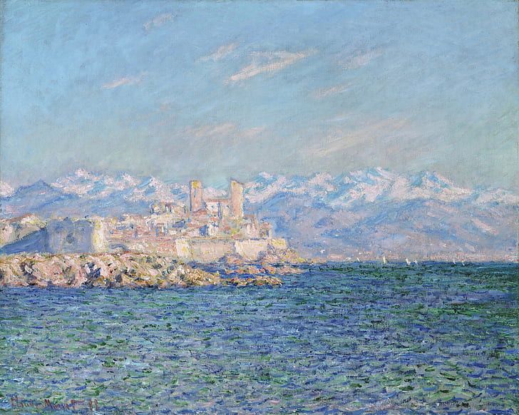 pueblo de mar, impresionismo moderno, Claude Monet, Fondo de pantalla HD