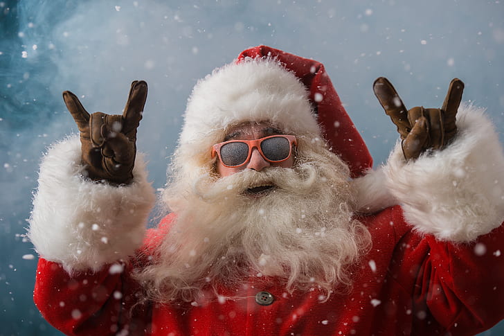 hiver, neige, nouvel an, lunettes, Noël, père Noël, heureux, joyeux Noël, Noël, bonhomme de neige, lunettes de soleil, Fond d'écran HD