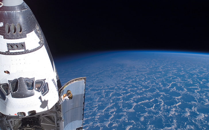 carta da parati digitale razzo spaziale bianco e nero, spazio, NASA, Shuttle, Sfondo HD