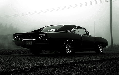 black muscle vehicle, Dodge Charger, car, muscle cars, HD wallpaper HD wallpaper
