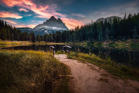 Italien, die Dolomiten, See Antorno, HD-Hintergrundbild HD wallpaper
