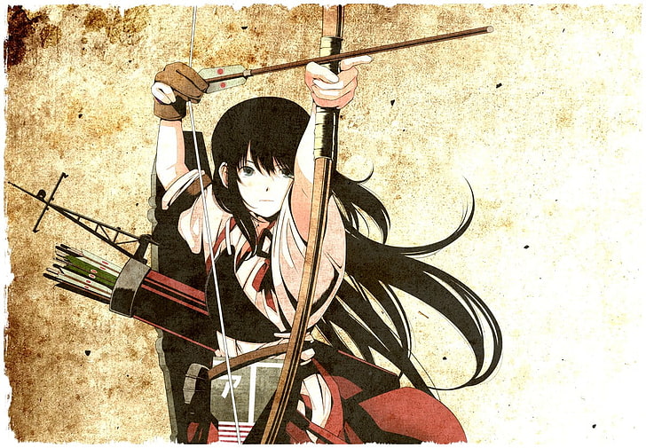 anime, bow, archer, Kantai Collection, fantasy girl, HD wallpaper